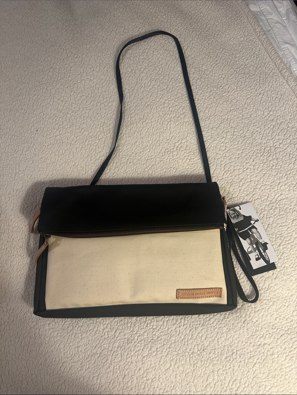 Petunia Pickle Bottom Black and Cream Canvas Crossbody Bag